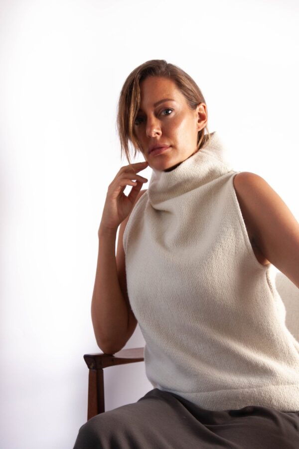 Tahli Top - Ecru Cotton Wool Mix Weave - Image 6