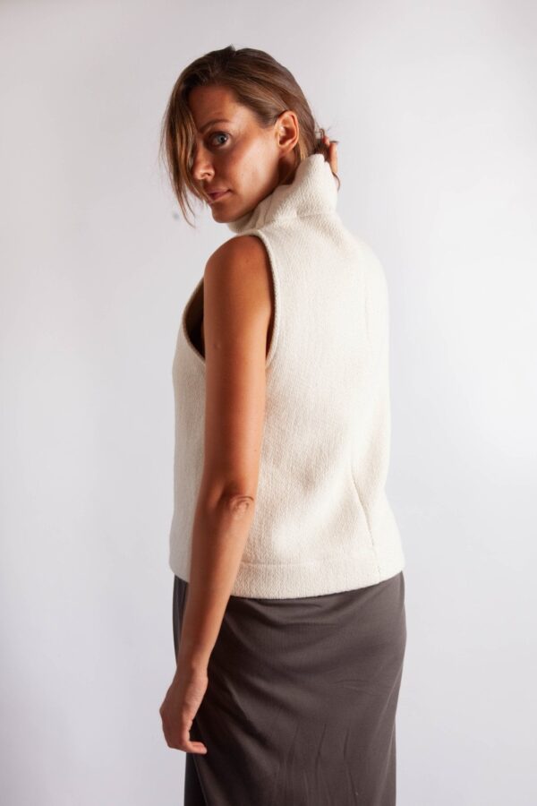 Tahli Top - Ecru Cotton Wool Mix Weave - Image 7