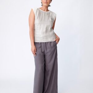 Tencel Pull on Wide Leg Pant - Fawn