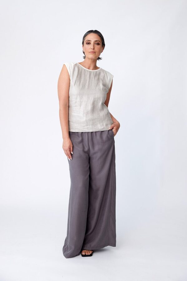 Tencel Pull on Wide Leg Pant - Fawn