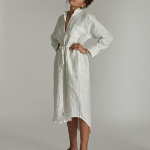 The Hemp Long Shirt Dress | White