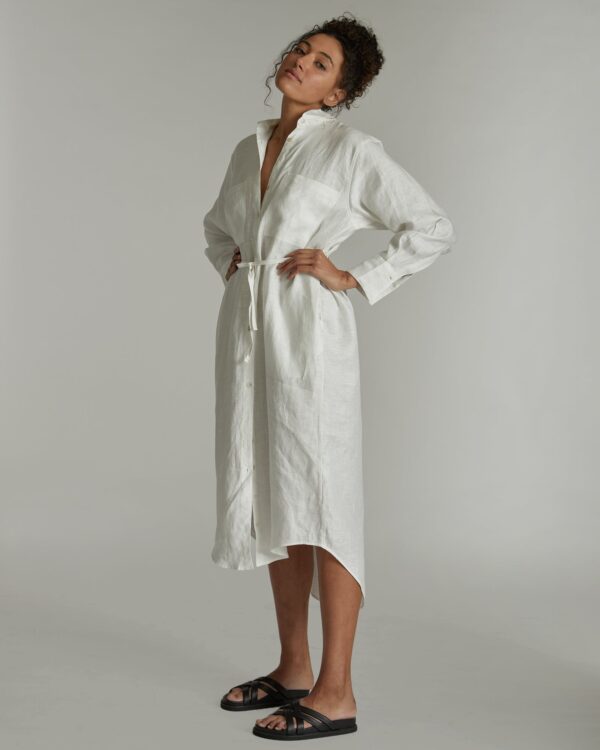 The Hemp Long Shirt Dress | White