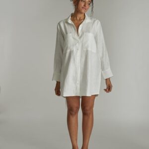 The Hemp Short Shirt Dress | White