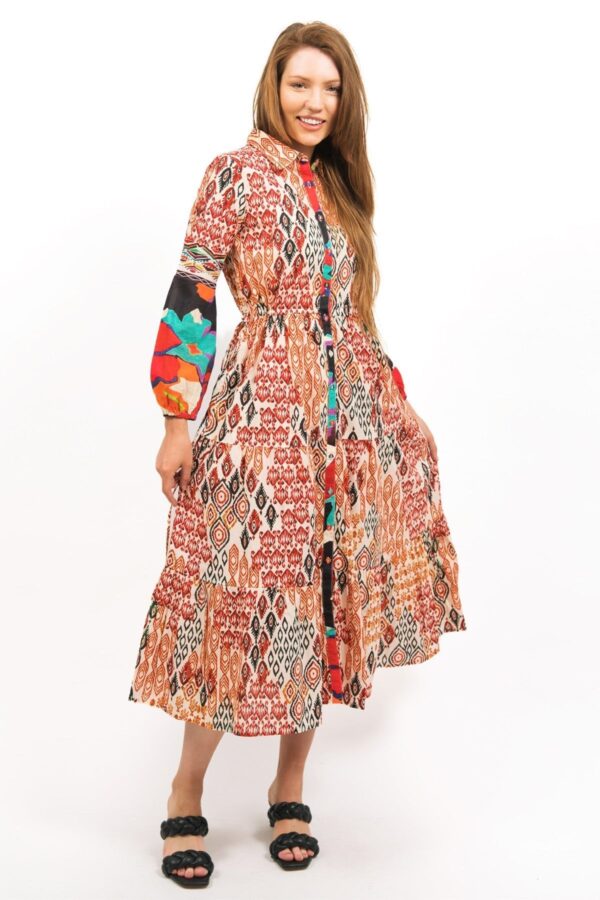 TOZI PRINTED TIERED MAXI DRESS