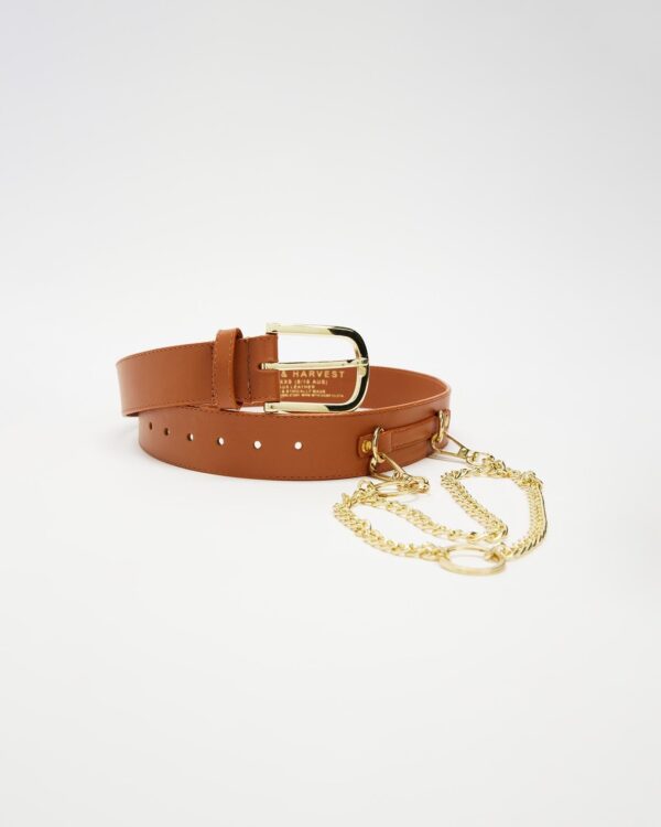 Vegan chain Belt // Tan + Gold (Unisex) (ALL Sizes) - Image 11