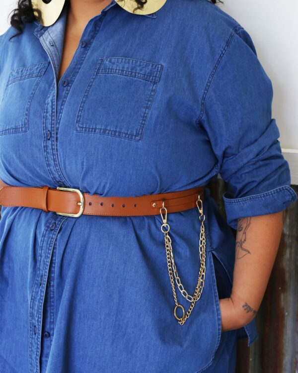 Vegan chain Belt // Tan + Gold (Unisex) (ALL Sizes) - Image 2