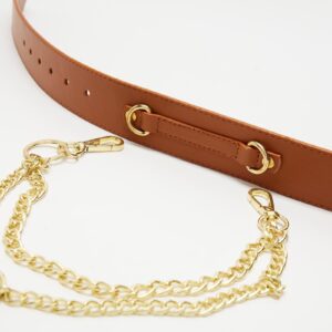 Vegan chain Belt // Tan + Gold (Unisex) (ALL Sizes)