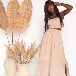 Why Mary Nude & Gold Cullote Pants Golden Glow