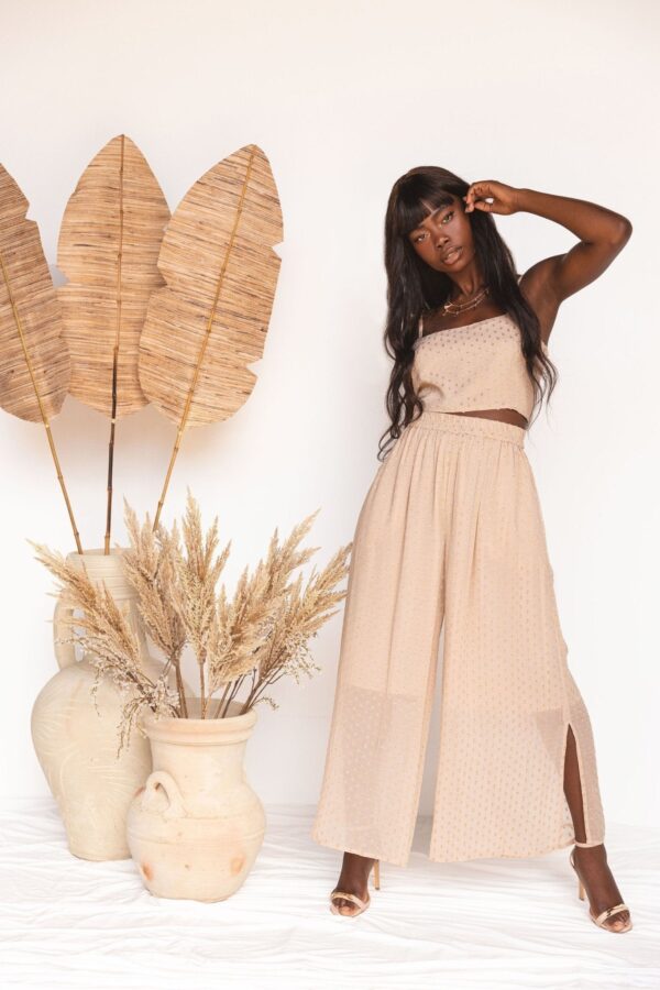 Why Mary Nude & Gold Cullote Pants Golden Glow