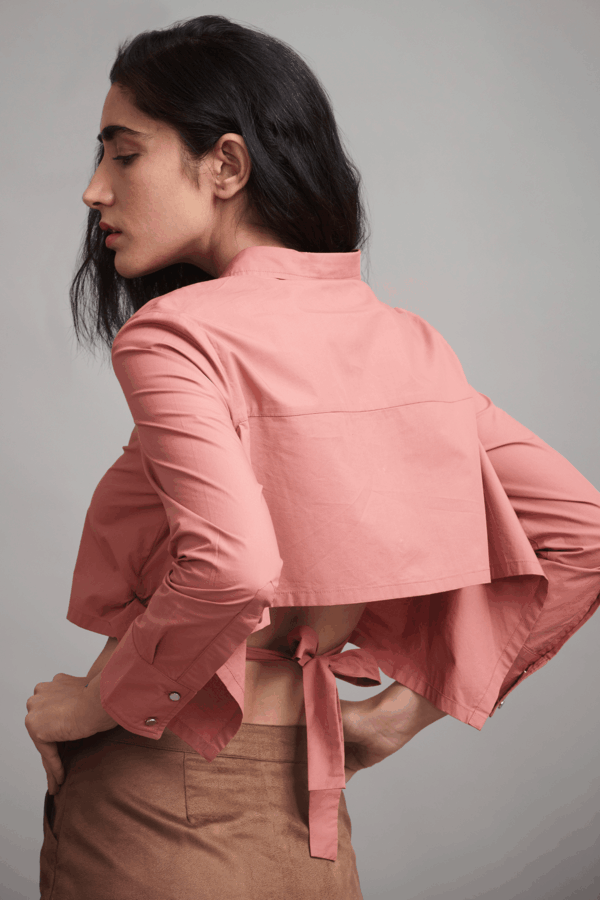 Back Tie Crop Shirt - Image 2