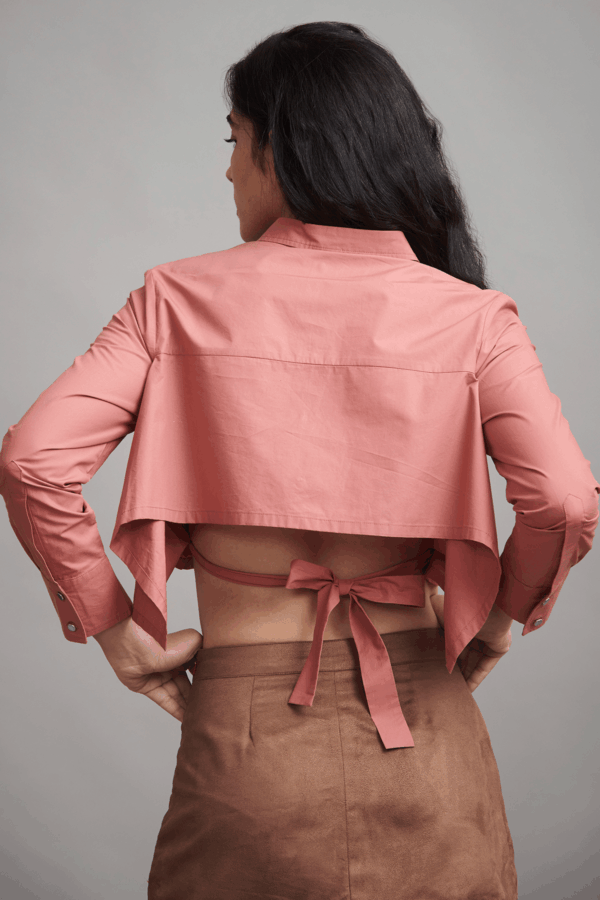 Back Tie Crop Shirt - Image 3