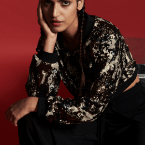 Sequin Camo Bomber