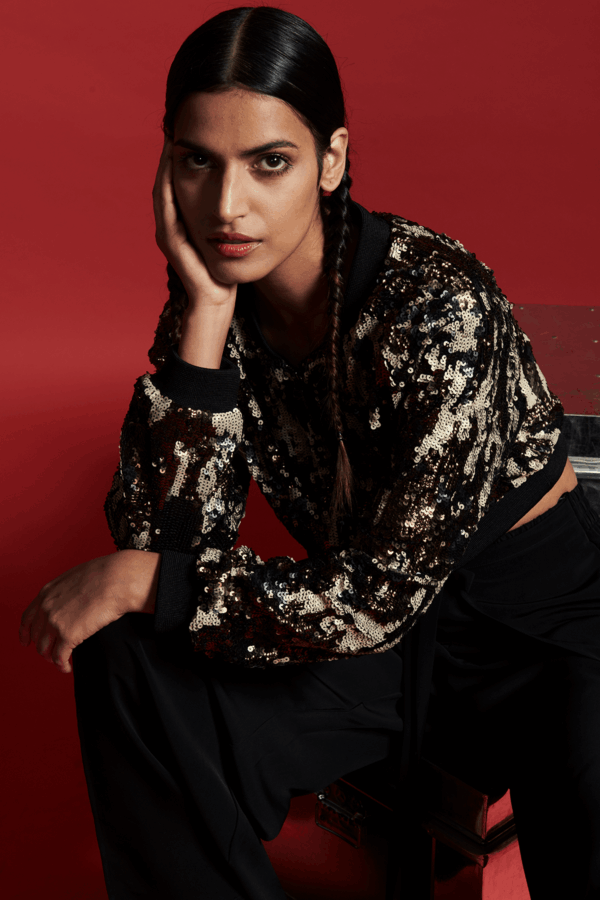 Sequin Camo Bomber