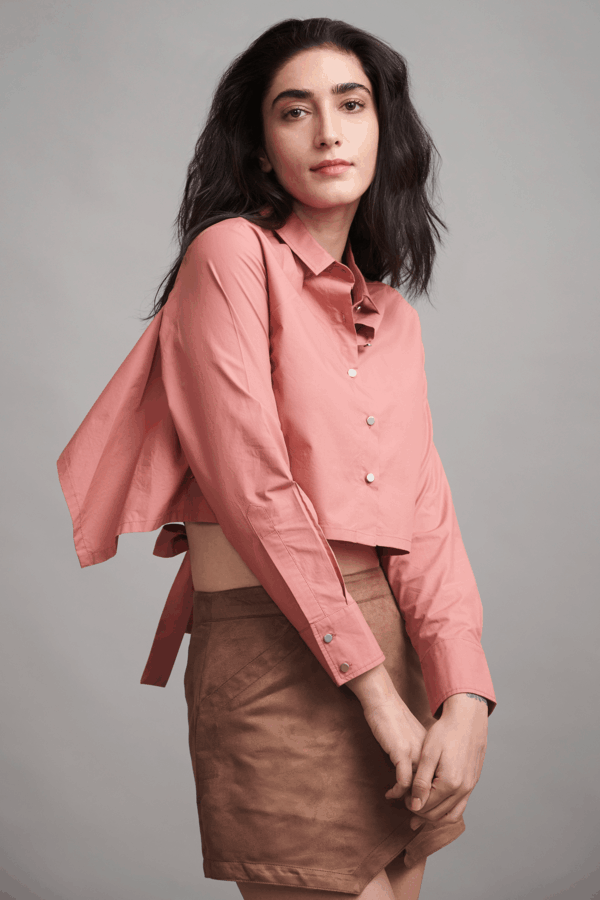 Back Tie Crop Shirt