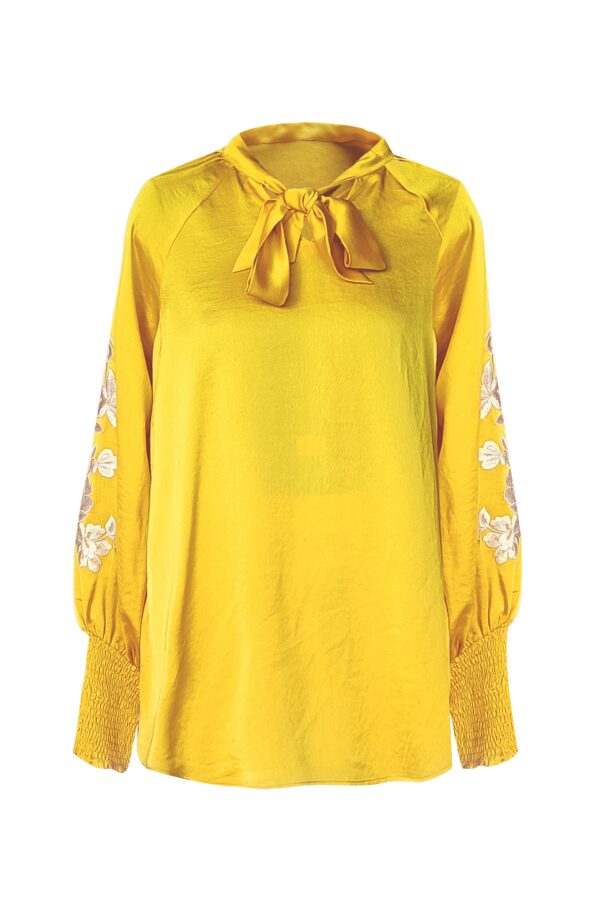 Embroidered Yellow Peasant Top - Image 2