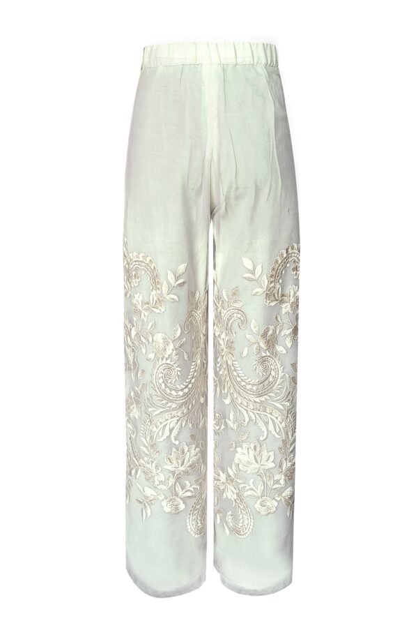 Embroidered Ivory Culotte - Image 3