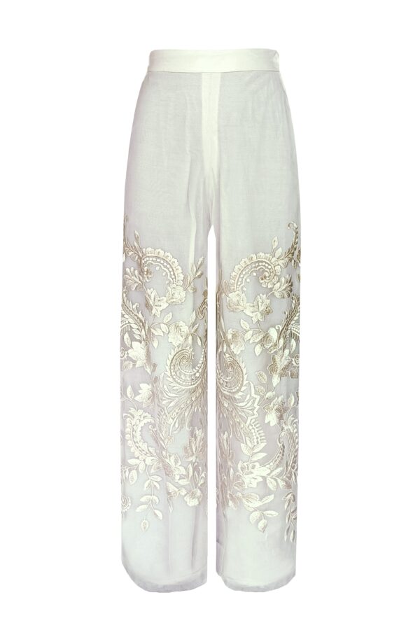 Embroidered Ivory Culotte - Image 2