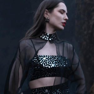 Mirror Embroidered Bralette and Cape Set