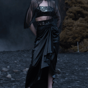 Mirror Embroidered Cape and Skirt