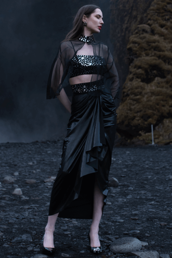 Mirror Embroidered Cape and Skirt