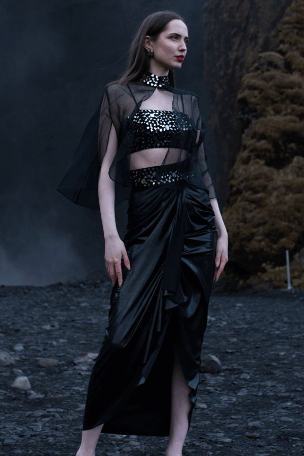 Mirror Embroidered Bralette and Skirt Set