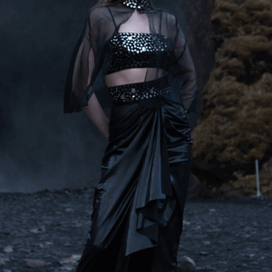 Mirror Embroidered Draped Skirt