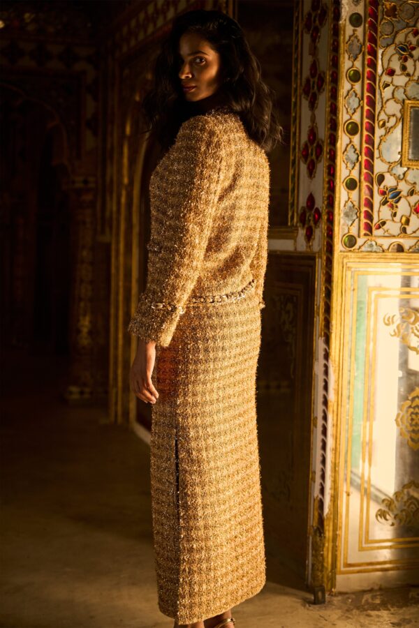 Gold Bouclé Jacket and Skirt - Image 10