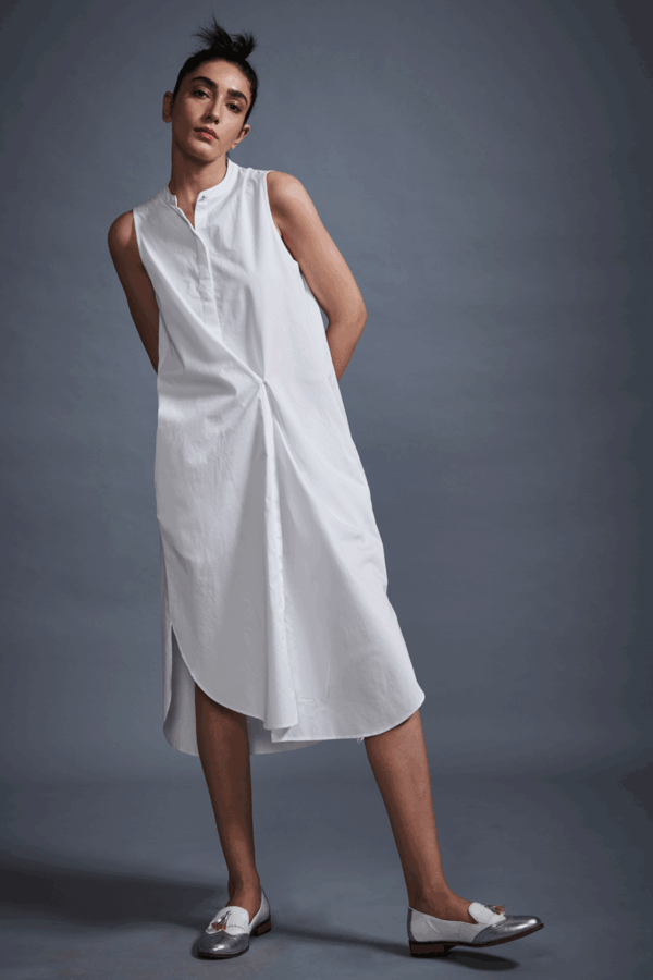 Button Pleat Midi