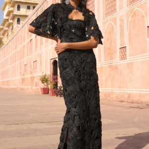 Metallic Lace Gown and Cape