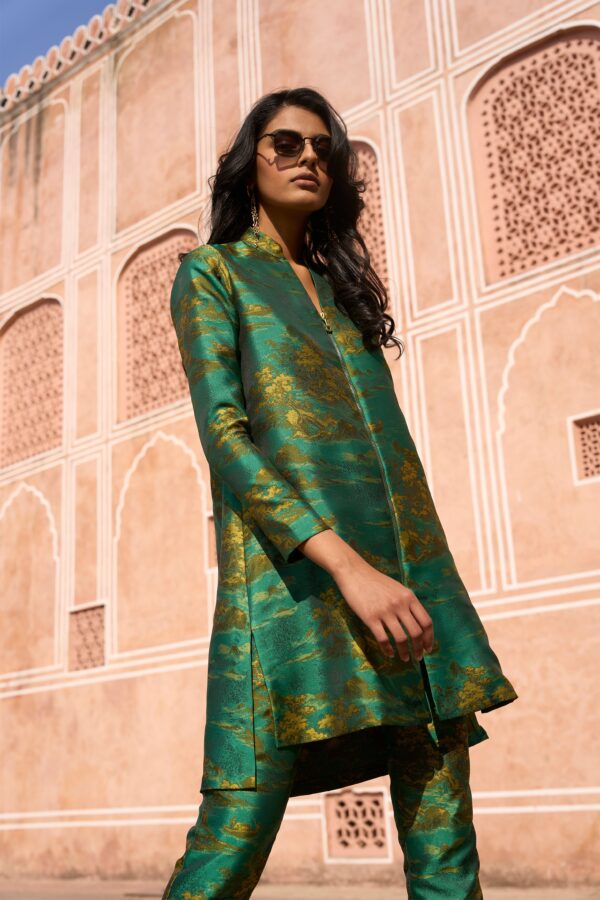 Patterned Brocade Longline Top and Pant