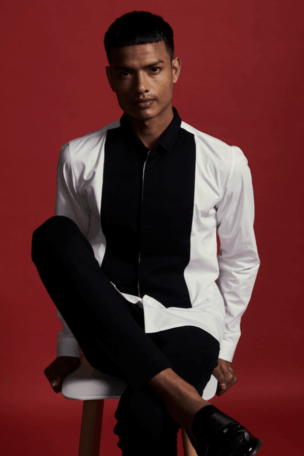 Contrast Tuxedo Shirt - Image 3