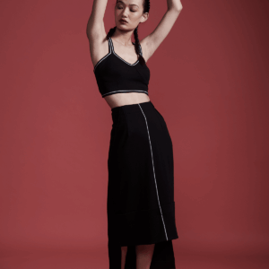 Black Ponte High Low Skirt