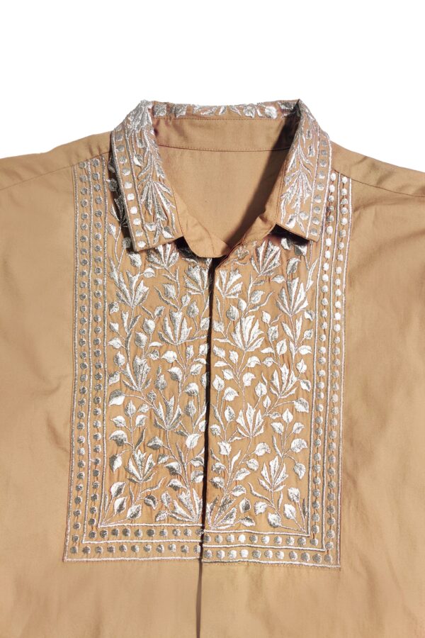 Metallic Embroidered Bib Shirt - Image 2