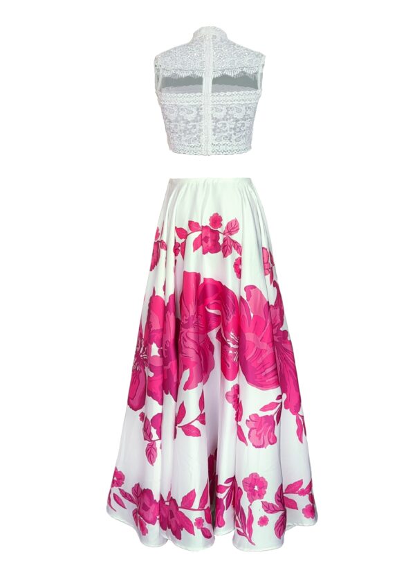 Lace Crop Top and Floral Maxi Skirt Set - Image 3