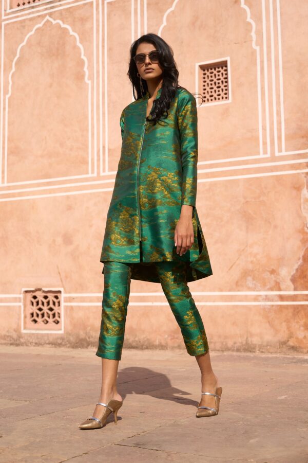 Patterned Brocade Longline Top and Pant - Image 3
