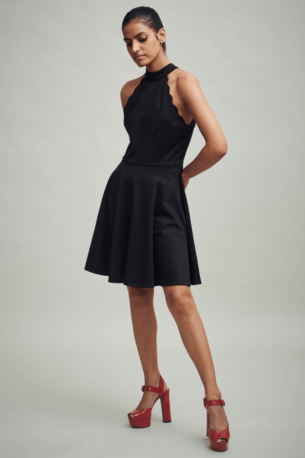 Scalloped Black Dress - Image 2