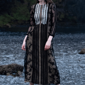 Border Floral Embroidered Gown