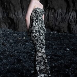 Metallic Embroidered Wide Legged Pant
