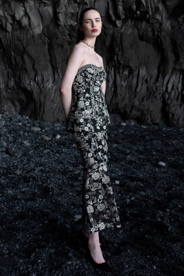 Metallic Embroidered Wide Legged Pant