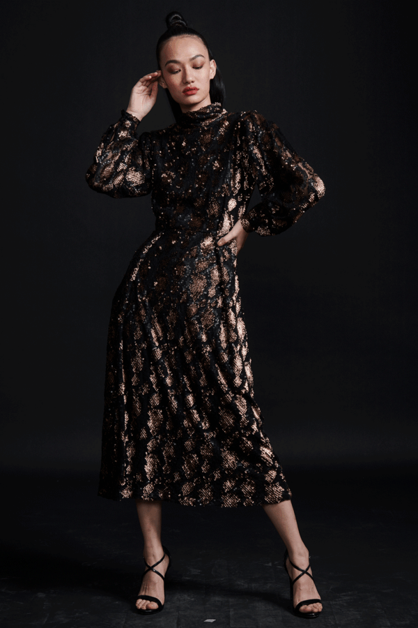 Leopard Sequin Midi