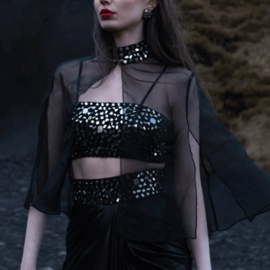 Mirrorwork Organza Cape