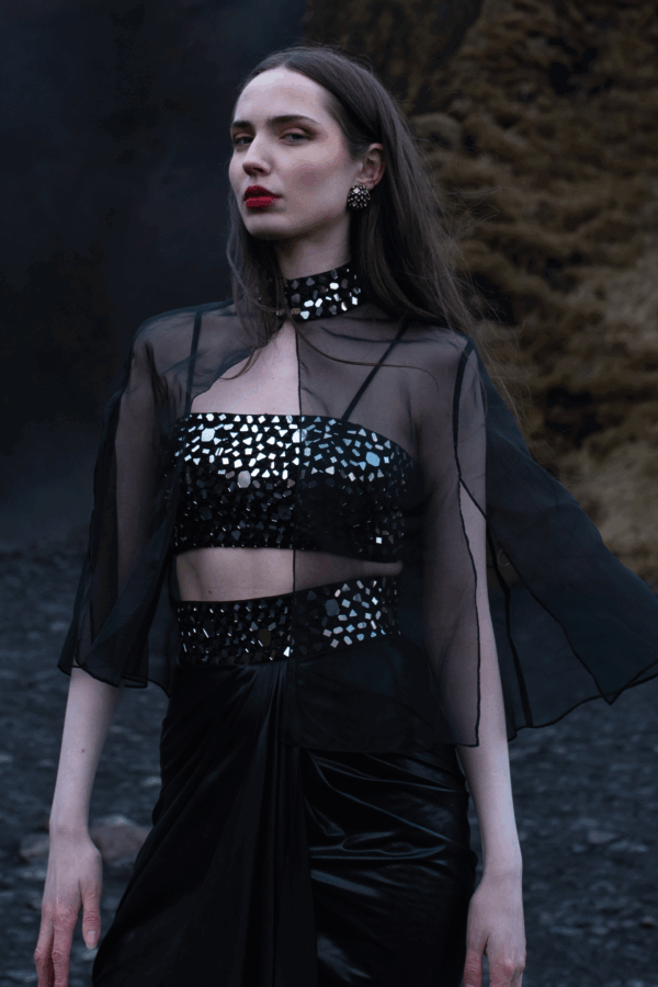 Mirrorwork Organza Cape