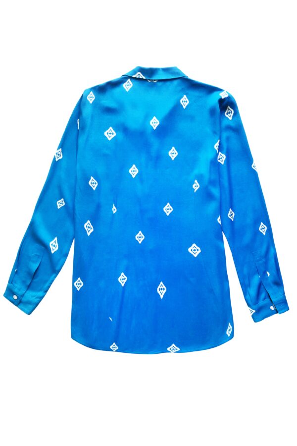 Blue Ikkat Print Shirt - Image 3
