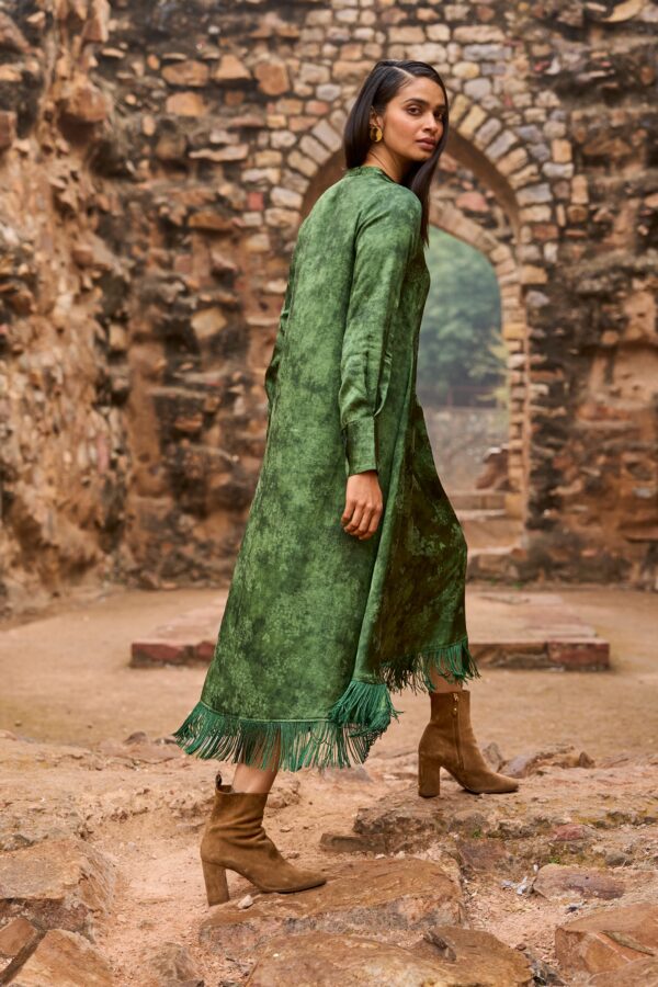 Jacquard Fringe Midi Shirt Dress - Image 3