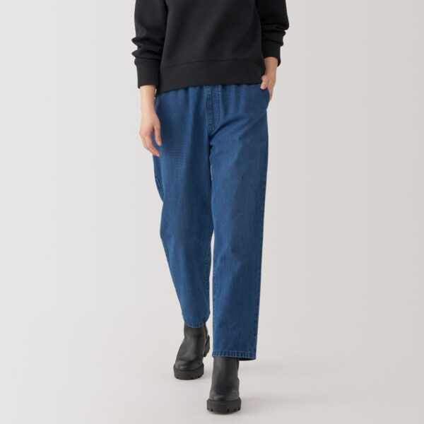 Women's Washed Denim Easy Tapered Pants - Image 12