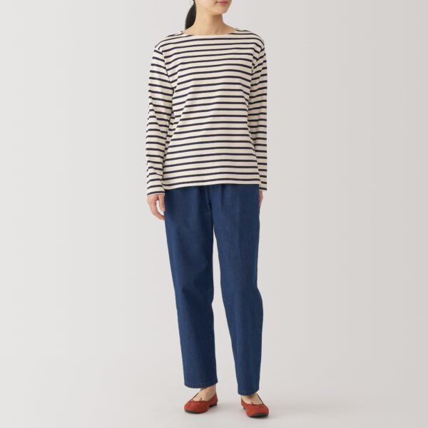 Women's Washed Denim Easy Tapered Pants - Image 4