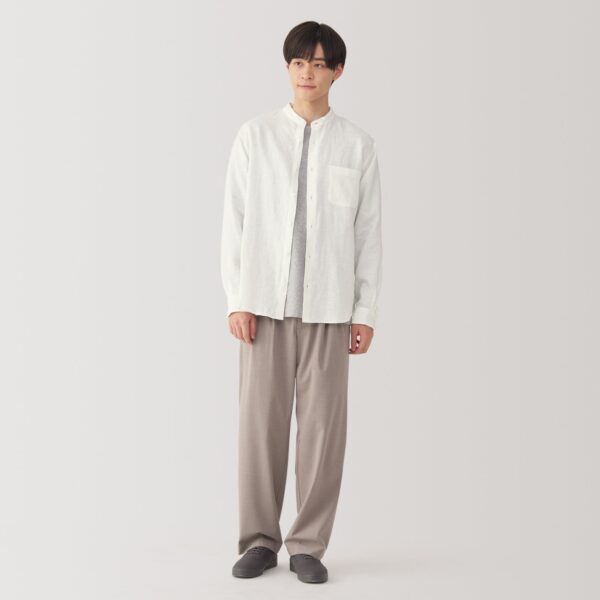 Men's Linen Stand Collar Shirt - Image 12