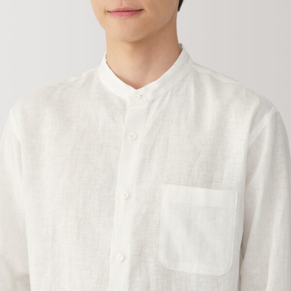 Men's Linen Stand Collar Shirt - Image 15
