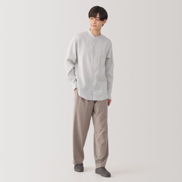 Men's Linen Stand Collar Shirt - Image 20