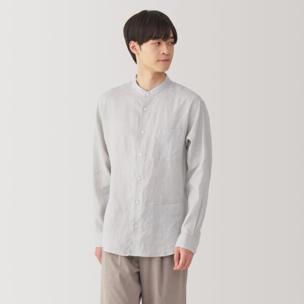 Men's Linen Stand Collar Shirt - Image 19